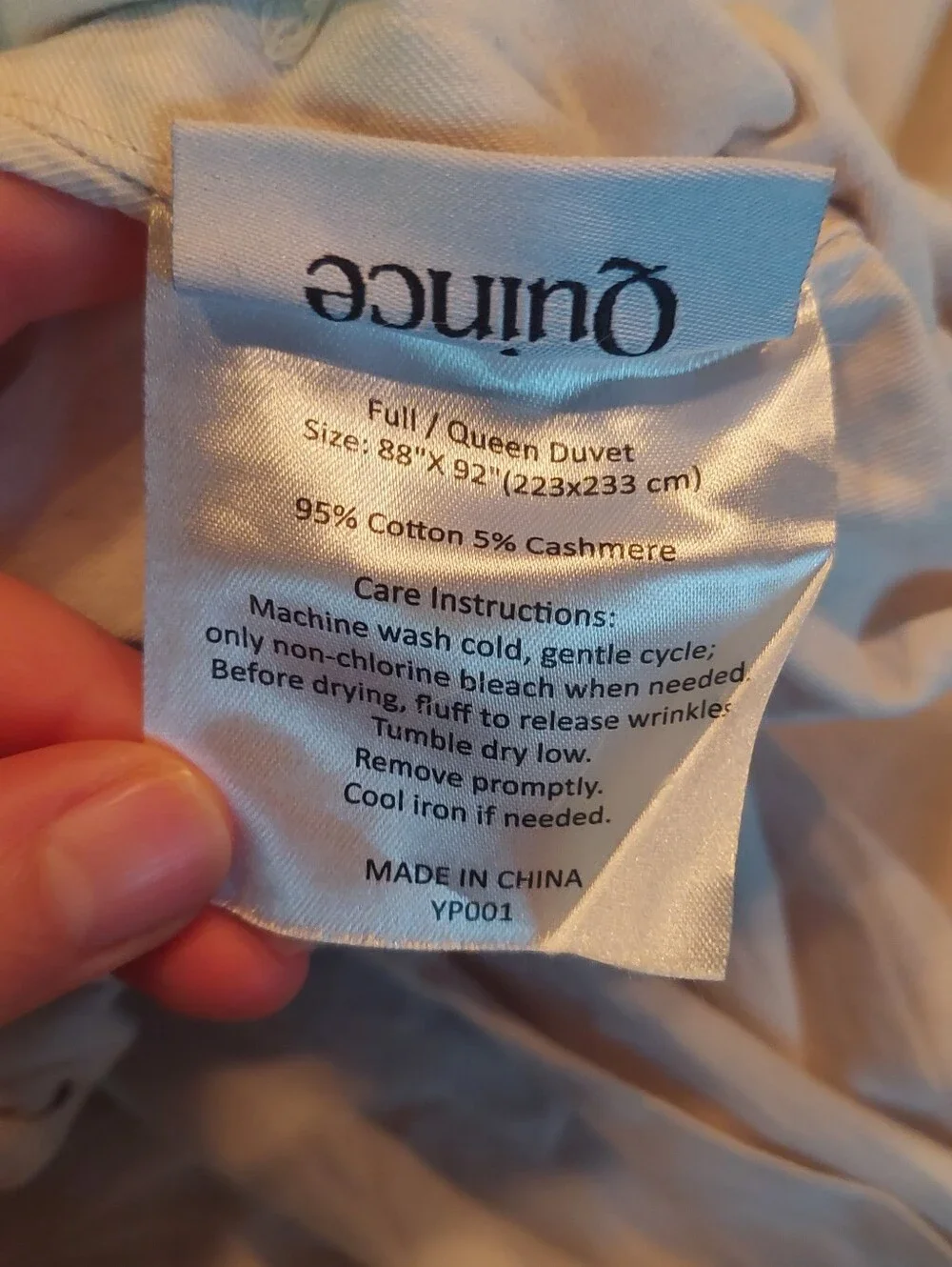 Quince Cotton & Cashmere Duvet Cover Natural Set! Full/ Queen (832)